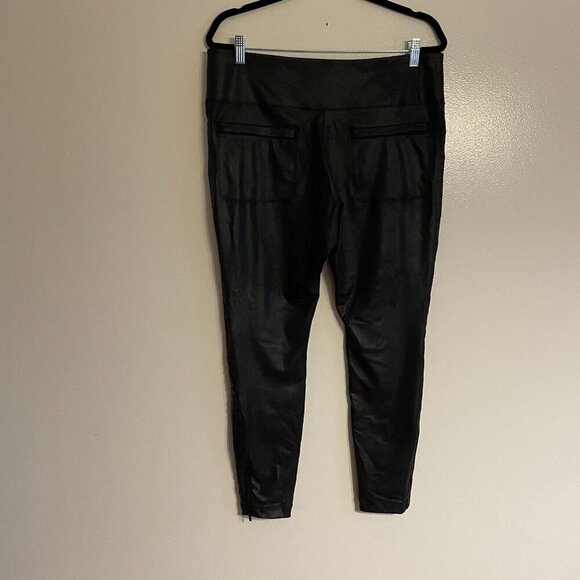 Athleta Women XL Black Athleisure High Rise Ankle Zip Delancey Gleam Moto Tight - Picture 7 of 12